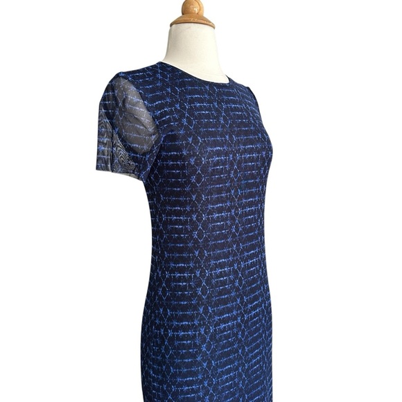 MISA Los Angeles Vanessa Patterned Column Maxi Dress Sheer Mesh Whimsy Sz Small - Picture 5 of 14